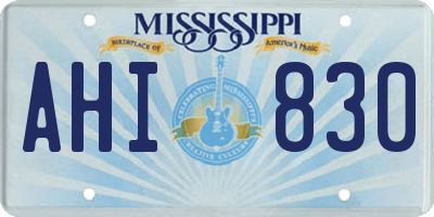 MS license plate AHI830