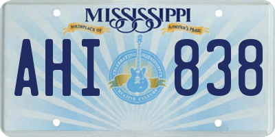 MS license plate AHI838