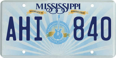 MS license plate AHI840