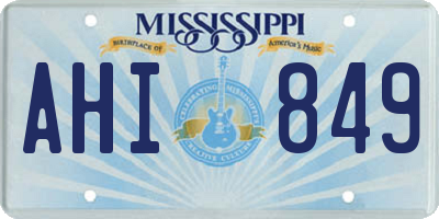 MS license plate AHI849