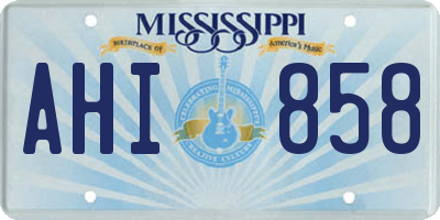 MS license plate AHI858