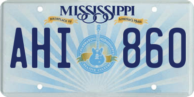MS license plate AHI860
