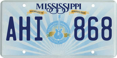MS license plate AHI868