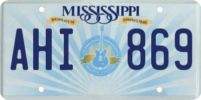 MS license plate AHI869