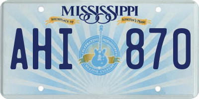 MS license plate AHI870