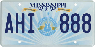 MS license plate AHI888