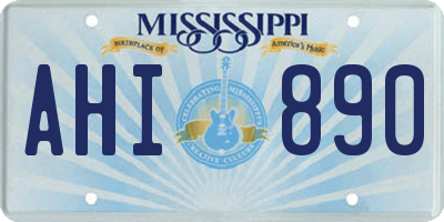 MS license plate AHI890