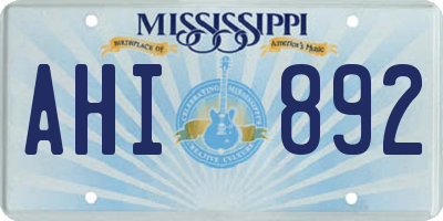 MS license plate AHI892