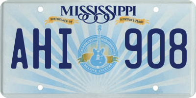 MS license plate AHI908