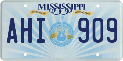 MS license plate AHI909