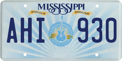 MS license plate AHI930