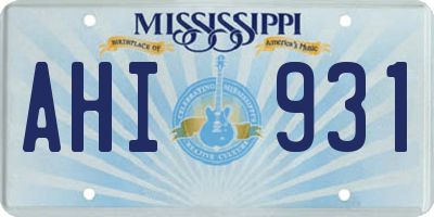 MS license plate AHI931