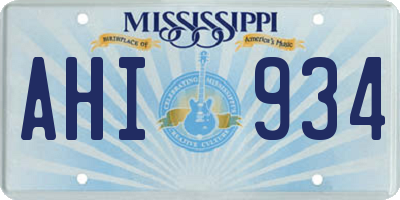 MS license plate AHI934