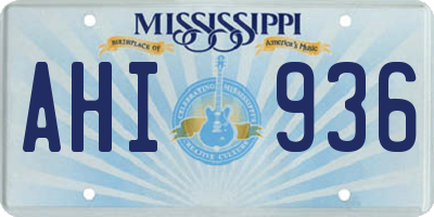 MS license plate AHI936