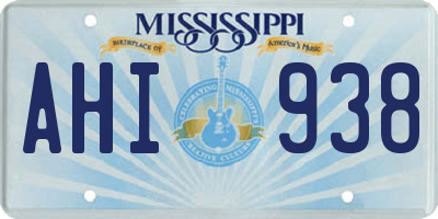 MS license plate AHI938