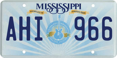 MS license plate AHI966