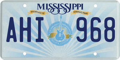 MS license plate AHI968