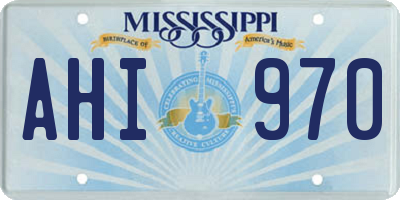 MS license plate AHI970
