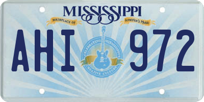 MS license plate AHI972