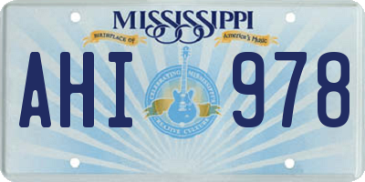 MS license plate AHI978