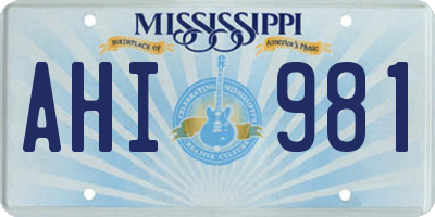MS license plate AHI981