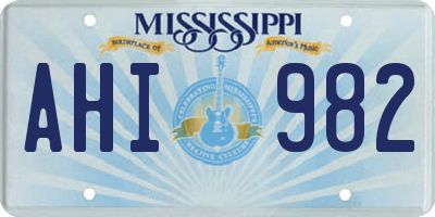 MS license plate AHI982