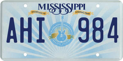 MS license plate AHI984