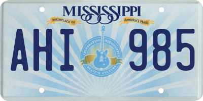 MS license plate AHI985