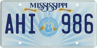 MS license plate AHI986