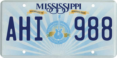 MS license plate AHI988