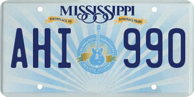 MS license plate AHI990