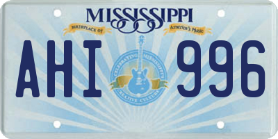 MS license plate AHI996