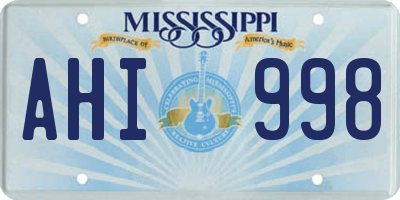 MS license plate AHI998