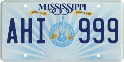 MS license plate AHI999