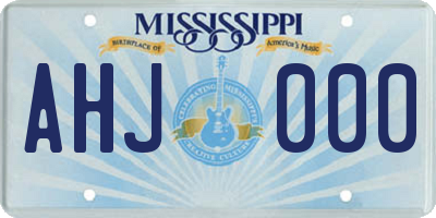MS license plate AHJ000