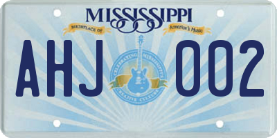 MS license plate AHJ002