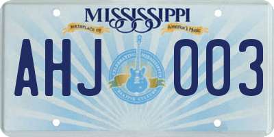 MS license plate AHJ003