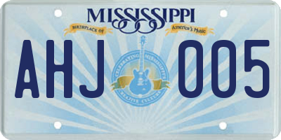 MS license plate AHJ005