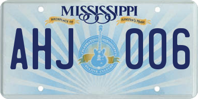 MS license plate AHJ006