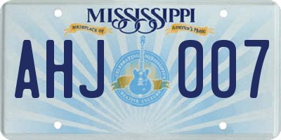 MS license plate AHJ007
