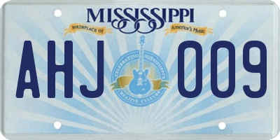 MS license plate AHJ009