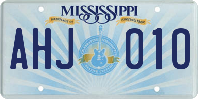 MS license plate AHJ010