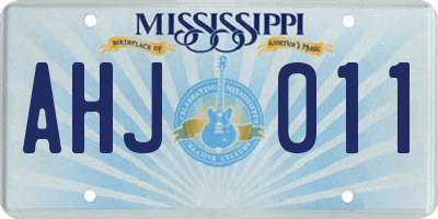 MS license plate AHJ011