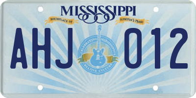 MS license plate AHJ012
