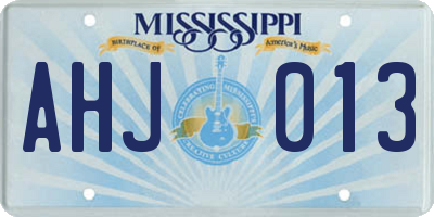 MS license plate AHJ013