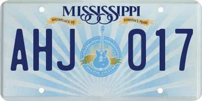 MS license plate AHJ017