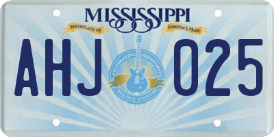 MS license plate AHJ025