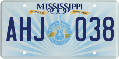MS license plate AHJ038