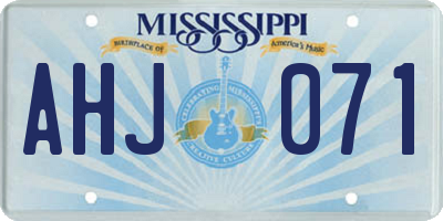 MS license plate AHJ071