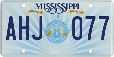 MS license plate AHJ077